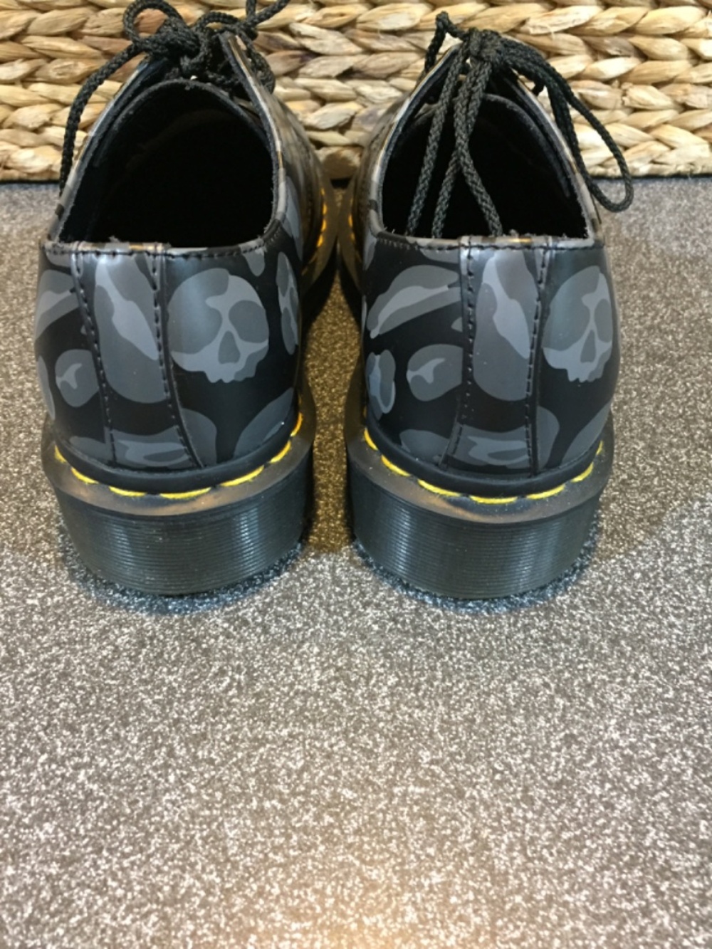 Dr. Martens Black and Gray Leopard Print 3-Eye Oxford Shoes - Picture 9 of 13